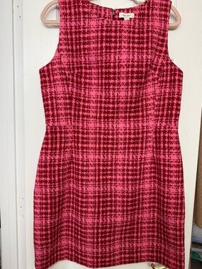 Gorgeous Bright Pink Plaid Midi Sheath Dress by ON34th